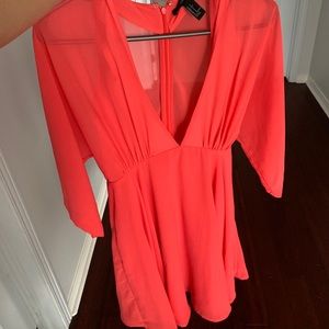 Coral pink chiffon dress